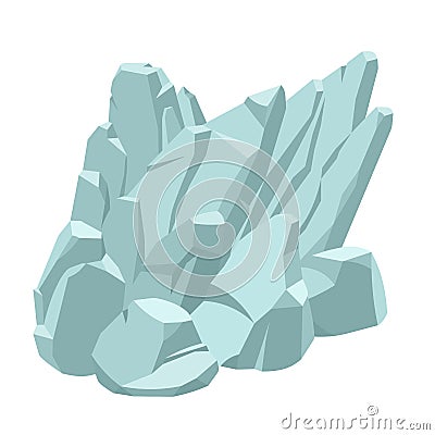 Sloping rock, decoration for fish tank, granite or marble stones, natural weathering, underwater mountain scape Vector Illustration